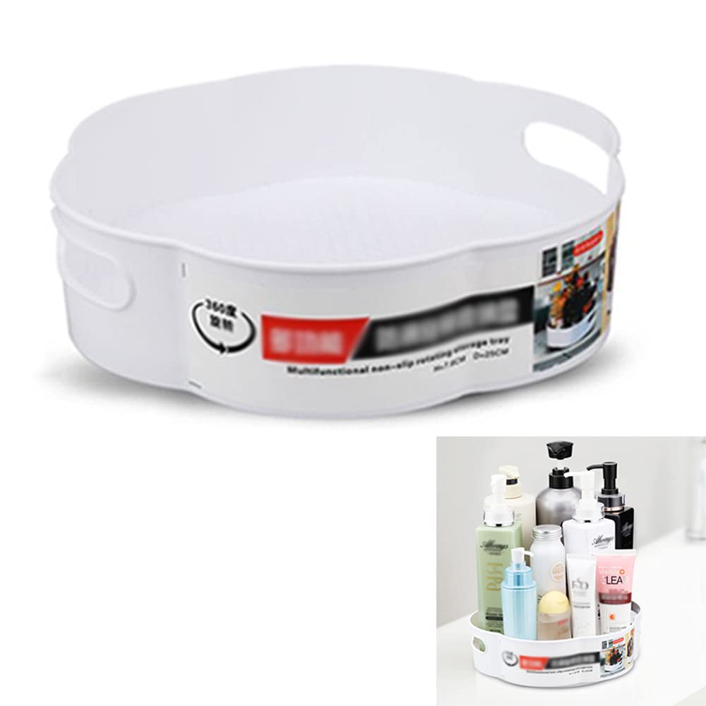 ZYYX Turntable Spice Rack, Organizer Kitchen Turntable, Plastic Revolving Organization For Food Storage Container Ingredients And Cosmetics, White 30 Cm