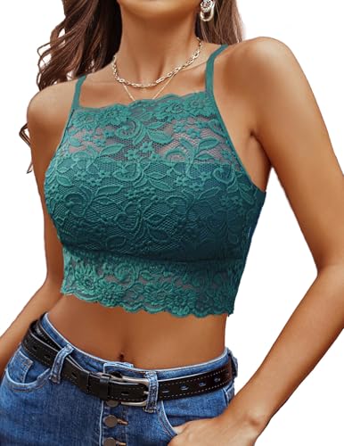 Image of Avidlove Lace Bralette for Women High Neck Camisoles Racerback Double-Layered Crop Top