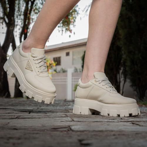 Oxford Tratorado Feminino GuGi 404-GG Plataforma Blogueira Antiderrapante (Marfim,39)