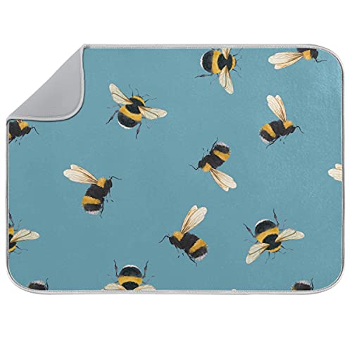 Vvfelixl G59847109P523C558S1114 Dish Drying Mat Flying Bumblebee Drying Pad Microfiber Absorbent Dish Drainer cover