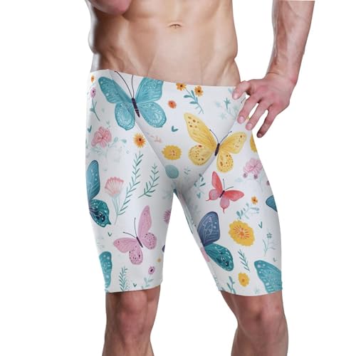 UMIRIKO Color Butterfly Swim Jammers for Men Athletic Durable S B0401670
