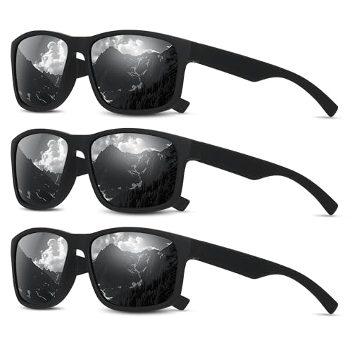 Black Polarized Sunglasses Men - Mens/Womens Sunglasses with UV Blocking for Driving and Hiking