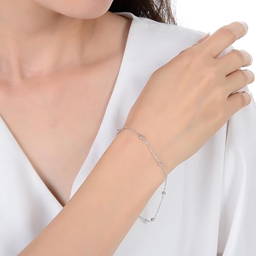 Adabele 1pc Real 925 Sterling Silver Satellite Beaded Singapore Bracelet 6.5 inch Cute Chain 3mm Ball Women Mother Hypoallergenic Jewelry SB-6A - Image 4