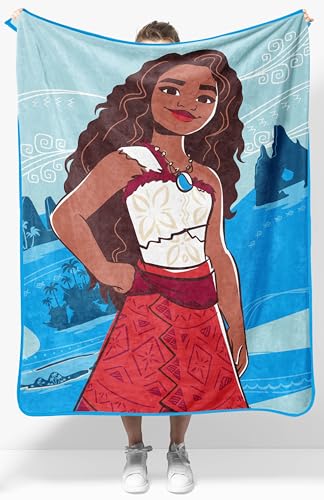 Jay Franco Kids Plush Throw Blanket Soft & Cozy Fleece Throw for Bedroom & Couch Dcor Official Licensed Product Blue - Moana 40x50 - Travel Blanket