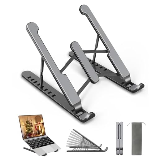 Aovuyck-Store Soporte Portátil, 8 Ángulos Ajustable Ventilado Elevador Portátil, Laptop Stand con Plástico ABS, Silicona Antideslizante, para Portátiles, Tableta, Teléfono, (10-15,6 ")