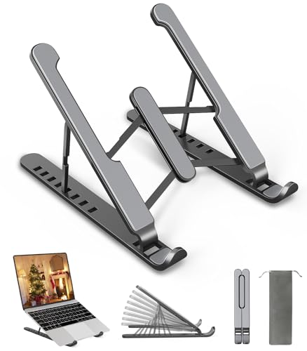 AOVUYCK-Store Supporto PC Portatile, 8 Livelli Regolabile & Raffreddamento Porta PC, Pieghevole in Plastica e Silicone Laptop Stand per Computer Portatili e Tablet (10-15,6’’)