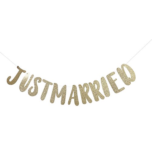 GEWOON GETROUWD banner, romantische papieren Bunting brief banner, eenvoudig voor bruiloft decoraties bruiloft ornamenten(just married-golden)