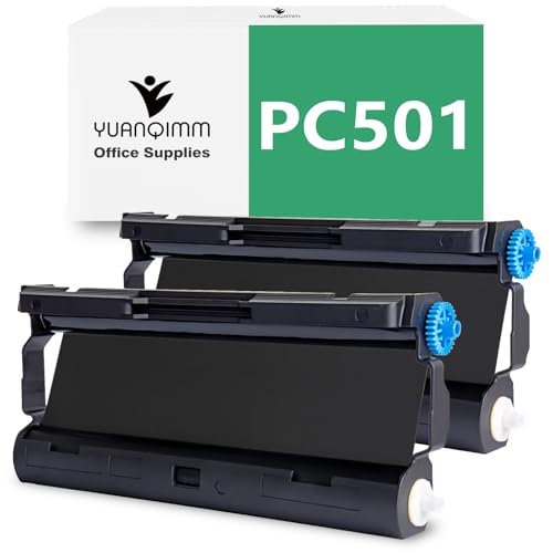 YUANQIMM 2 Pack PC-501 PC 501 Compatible with Brother PC501 Fax Cartridge Black and Red Replacement for Brother FAX 575 FAX 878 Ribbon Printer
