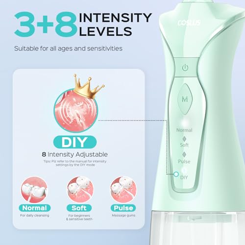 COSLUS Water Teeth Flosser Picks: 4 Modes Cordless Irrigator 300ML Portable Electric Flossing Machinerie for Teeth Cleaning Rechargeable Waterproof Tooth Pick Set Cleaner for Travel Home C30(FC5360) - Image 3