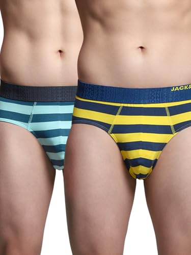 Image of JACK & JONES Men's Cotton Blend Classic Striped Briefs