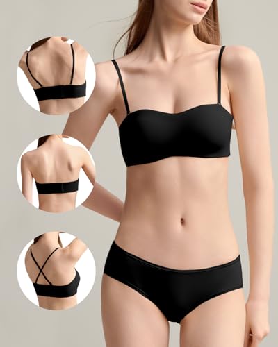 Image of Organic Cotton Strapless Bra for Women Padded Bra for Small Breasted Women