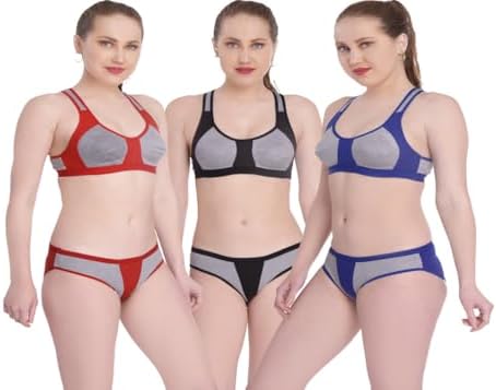 EMPISTO Branded Bra Panty Set for Women’s Multicolor Pack of 3
