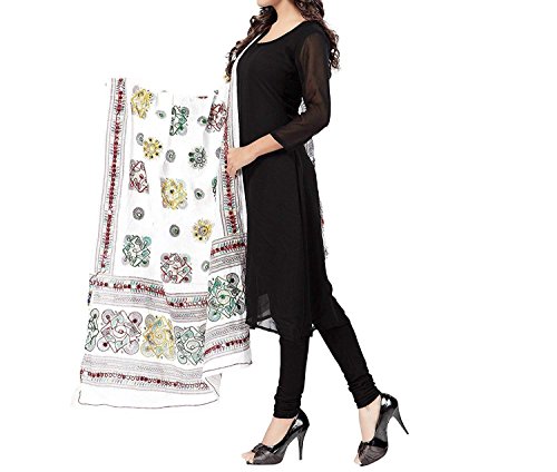 Image of Women's Phulkari Cotton Dupatta (WM51DUP White Free Size)