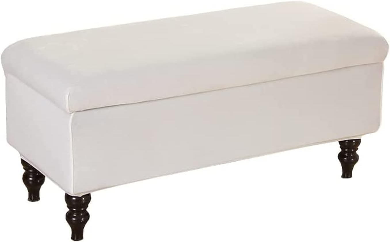 Velvet Storage Ottoman Cover Stretch Rectangle Ottoman Bench Slipcover Folding Storage Bench Ottoman Cover Footrest Slipcover Footstool Furniture Protector With Elastic Band ( Color : White , Size : L