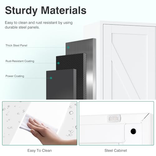 SISESOL 61\" Tall Pantry Cabinet,Farmhouse Kitchen Pantry Storage Cabinets with 2 Doors and 5 Shelves,White Metal Storage Cabinet,Large Cupboard for Home,Kitchen,Dining/Living Room