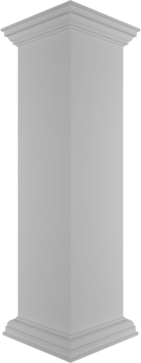12"W x 48"H Plain Newel Post, Peaked Capital & Base Trim (Installation kit Included)