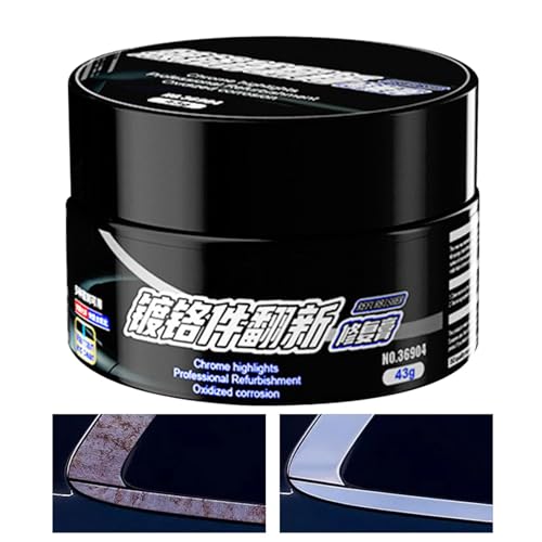 Car Metal and Chrome Polish - 43g Auto Restoration and Protection | Safe Chrome Oxidation Remover Multi Use Polish, Chrome Cleaner and Polishing Wax for Detailing Car Bumpers Trim Trucks