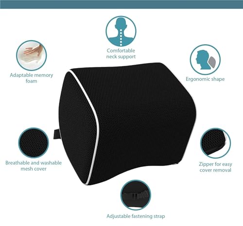 Image of obliq Memory Foam Car Headrest Cushion, Neck Rest Seat Pillow for Pain Relief, Ergonomic Cervical Support for All Cars (Beige)