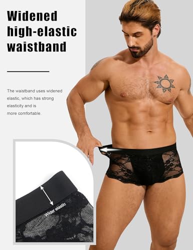comeondear Mens Lace Underwear Sissy Lingerie for Men Boxer Briefs Breathable Lace Panties Underwear Thongs Sexy Panties4