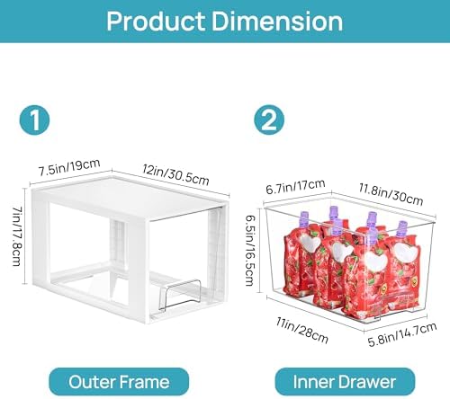 4 Pack Large Stackable Storage Drawers,White,Easily