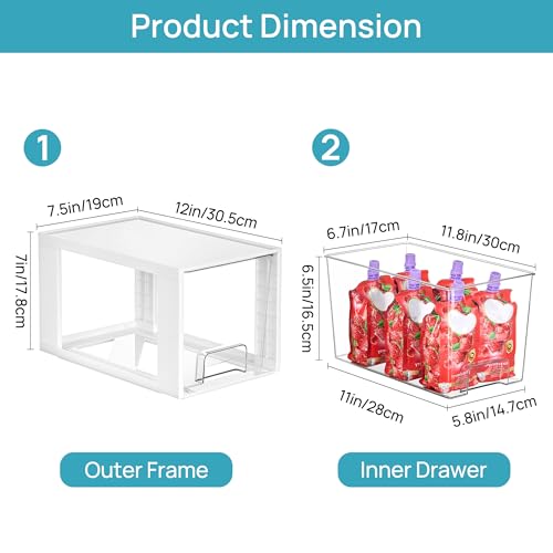 image for Vtopmart 4 Pack Large Stackable Storage Drawers,White,Easily Assemble 