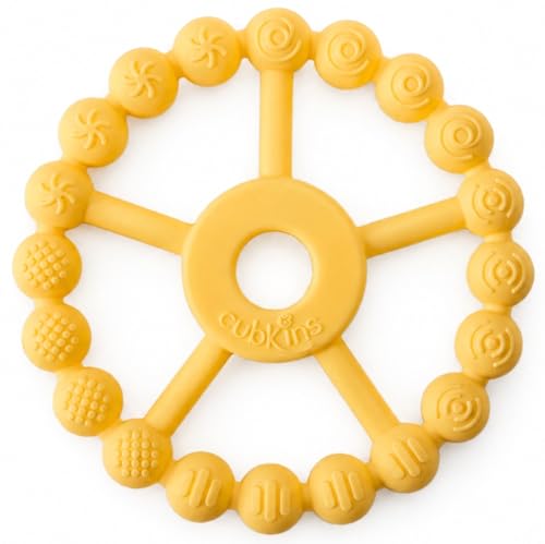 Image of Cubkins Silicone Ring Teether for Babies 3-12 Months | BIS Certified, BPA Free, Food Grade | Teething Ring for Soothing Gums | Zero Plastic | Easy Grip Baby Teething Toy (Lemon)