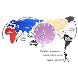 ifundom Orologio da Parete Mappa del Mondo in Acrilico Decorativo e Creativo per Camera da Letto e Bar Design Unico Silenzioso senza Batteria