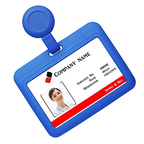 ID Badge Holder Case Horizontal with Reel Clip Retractable Heavy Duty Credit Card Business Card Office Supplies