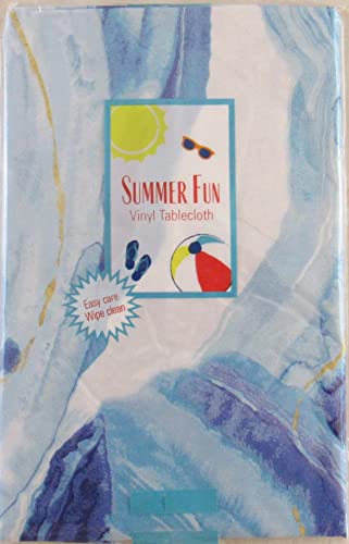 Wild Waters Abstract Vinyl Flannel Back Tablecloth (52" X 70" Oblong) #TOP4