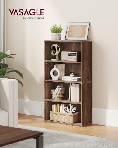 Image of VASAGLE CUSTOS Collection - Bookshelf, 4-Tier Bookcase, Book Shelf, Open Storage Shelf, 9.4 x 23.6 x 42.4 Inches, for Living Room, Home Office, Dining Room, Natural Walnut ULBC164K01