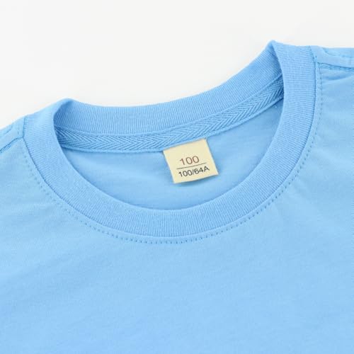 Image of Toddler Kids Short Sleeve Crew Neck T-Shirt Pullover, Loose Fit Casual Basic Tees for Boys Girls 2-8 Years