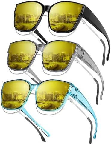 KALIYADI Night-Vision Driving Glasses Fit-Over-Eyeglasses:Anti-Glare Oversized Glasses for Men Women High Definition Lens XXL