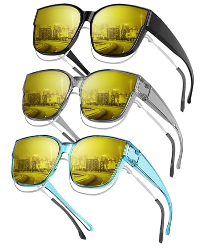 Image of KALIYADI Fit-Over-Glasses Polarized Sunglasses-for-Men Wrap-Around-Sunglasses: Mens Polarized Sunglasses UV400 Protection