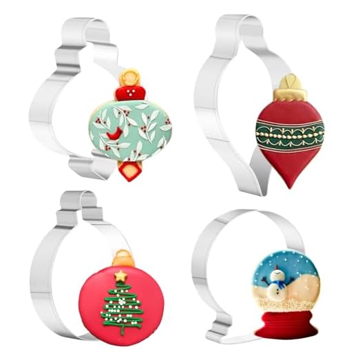 PTaizjjz Lot de 4 emporte-pièces en acier inoxydable pour décoration de Noël - Boule à neige, goutte d'eau, embout et décorations rondes