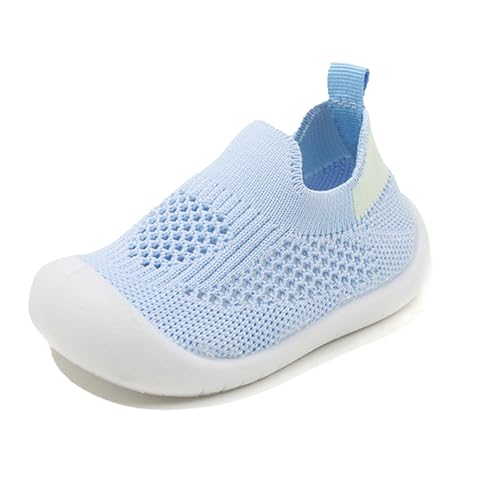Genérico Niño Niña Zapatos para bebé niños niñas zapatos calcetines transpirables no caminantes zapatos de primera marcha con suela de goma suave Zapatos, azul claro, 23 EU