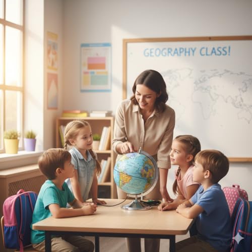 Image of Educational World Globe for stunets and Teachers (10 Inch Dia Illuminated, 10 Inch Dia)