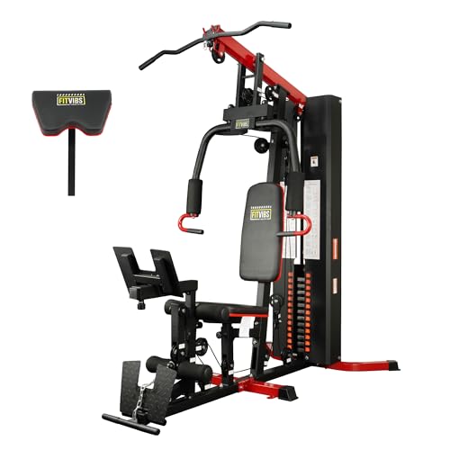 BalanceFrom Home Gym with Leg Press & Pulley System,Exercise Equipment 122.5/160LBS Weight Stack Full Body Workout Equipment for Strength Training, Preacher Curl and Leg Exercises