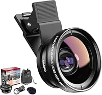 Auricase 2-in-1 Universal Handy Kamera objektiv, Handy objektiv Set, 12,5X Macro Lens, 0,45X Weitwinkel, Makroobjektiv für die meisten Smartphones