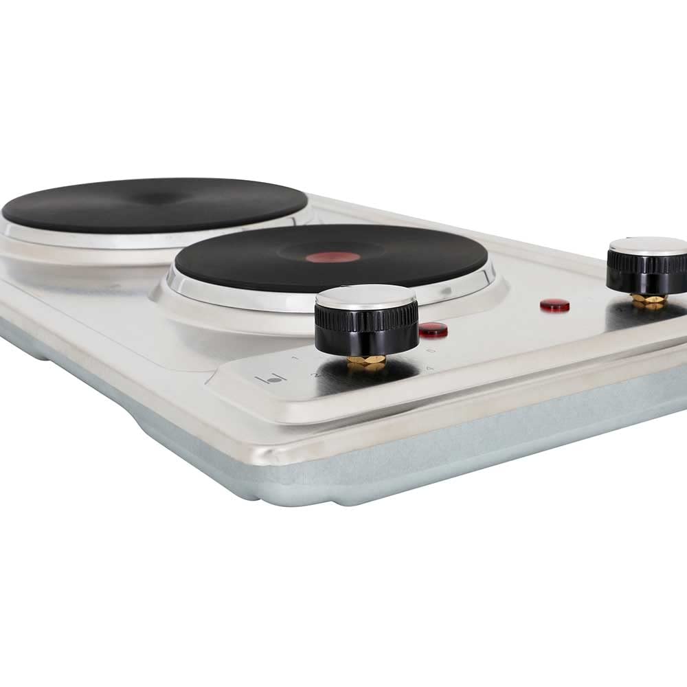 Cookology SEP300SS 30cm Cooktop Solid Plate Domino Hotplate Hob in Stainless Steel - 2 Cooking Zones - Built-in Worktop - 6 Heat Settings - Rotary Dials — view 7