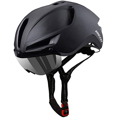 KINGLEAD Bike Helmet, Bicycle Helmet Men Cpsc Certified with USB Charging Light&Detachable Magnetic Goggles Uv Protective&Reflective Adjustment Straps&Carry Bag Mountain/Road Cycling Helmets(Kl-089)