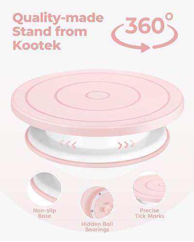 Kootek 158 Pcs Cake Decorating Kit with Cake Turntable, 64 Piping Tips, 50+2 Pastry Bags, Frosting Spatulas, Leveler, Scrapers, Fondant Molds, and More Baking Supplies Decorating Tools