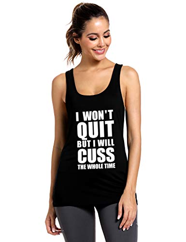 Fannoo Tank Tops For Women-Womens Funny Saying Fitness Workout Racerback Tank Tops Sleeveless Shirts Black #TOP2