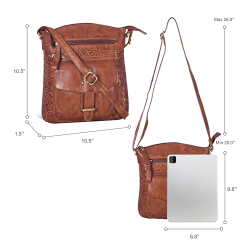 Image of Oak Leathers Leather Crossbody Bag For Women With Adjustable Sling Strap - Medium Size Crossover Shoulder Handbag Purse