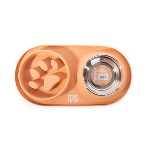 Gamelle Anti-Glouton en Silicone et INOX pour Chien - 350 ML - Bol INOX Amovible + Silicone Alimentaire, Digestion améliorée, Lave-Vaisselle, Micro-Ondes,...