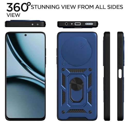 Image of AIBEX Back Cover for realme P1 5G / realme 12+ 5G / realme Narzo 70 Pro 5G | D10 Tough Armor Case | Sliding Camera Shield | 360 Protection | Kickstand Ring Holder | Military-Grade Bumper Case