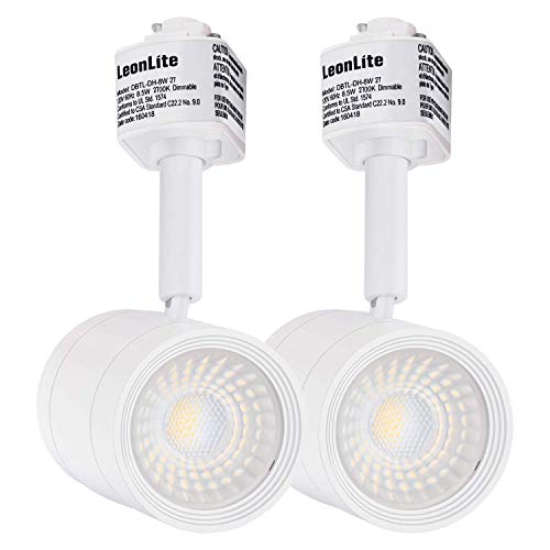 LEONLITE 8.5W (50W Eqv.) Integrated CRI90+ LED White Track Light Head, Dimmable 38° Spotlight Track Light, 550lm Energy Star & ETL Listed, for Wall Art Exhibition Lighting, 2700K Soft White, Pack of 2