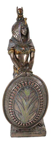 Ebros Egyptian Themed Isis Holding Shield Goddess Of Magic And Nature Bronze Hand Painted Resin Statue Gods Of Egypt Historical Ancient Civilization Decor Sculpture Figurine #TOP2
