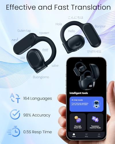 Image of AI Translation Earbuds Real Time 164 Languages 80H Playtime Translator Ear Buds Audifonos Traductores Ingles Espanol Wireless Earphones Bluetooth AI Headphone for Travel Meeting Learning K08
