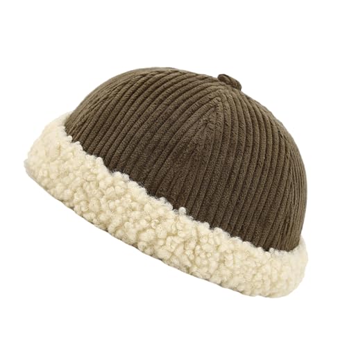 Dasbsug Cappello multiuso spesso con finiture in pile e fodera invernale caldo trapper antivento per ciclismo all'aperto campeggio berretti, Verde militare, Taglia unica