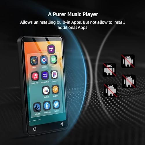 Image of Mp3 Music Player Bluetooth with 80G, INNIOASIS MP3 Player with Spotify Kids, Pandora, Audible, 4.0 inch Touch Screen Music Player Pocket with Parental Controls, Up to 1TB (Black)